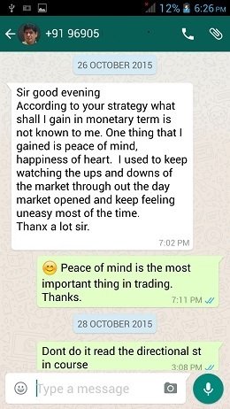 WhatsApp Testimonial by my client on 26 Oct 2016