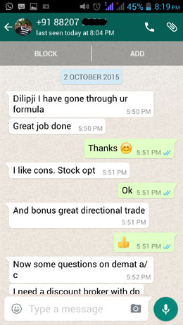 WhatsApp Testimonial October 2015