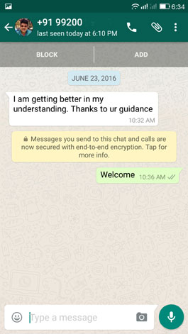 WhatsApp Testimonial 23 June 2016