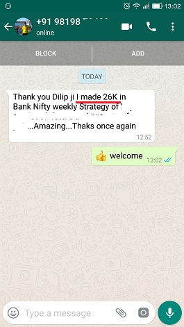 26,000 profit in one trade in Bank Nifty Weekly Options - Results may vary